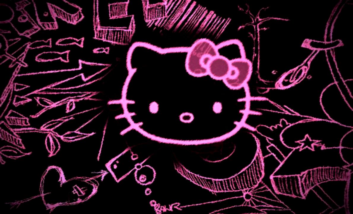 Hello Kitty Black Background Desktop Wallpaper | Important Wallpapers