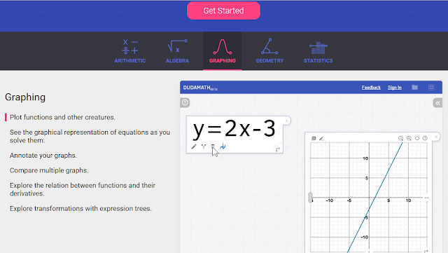 Program interaktywny online do działań, równań, funkcji i geometrii online - DUDAMATH