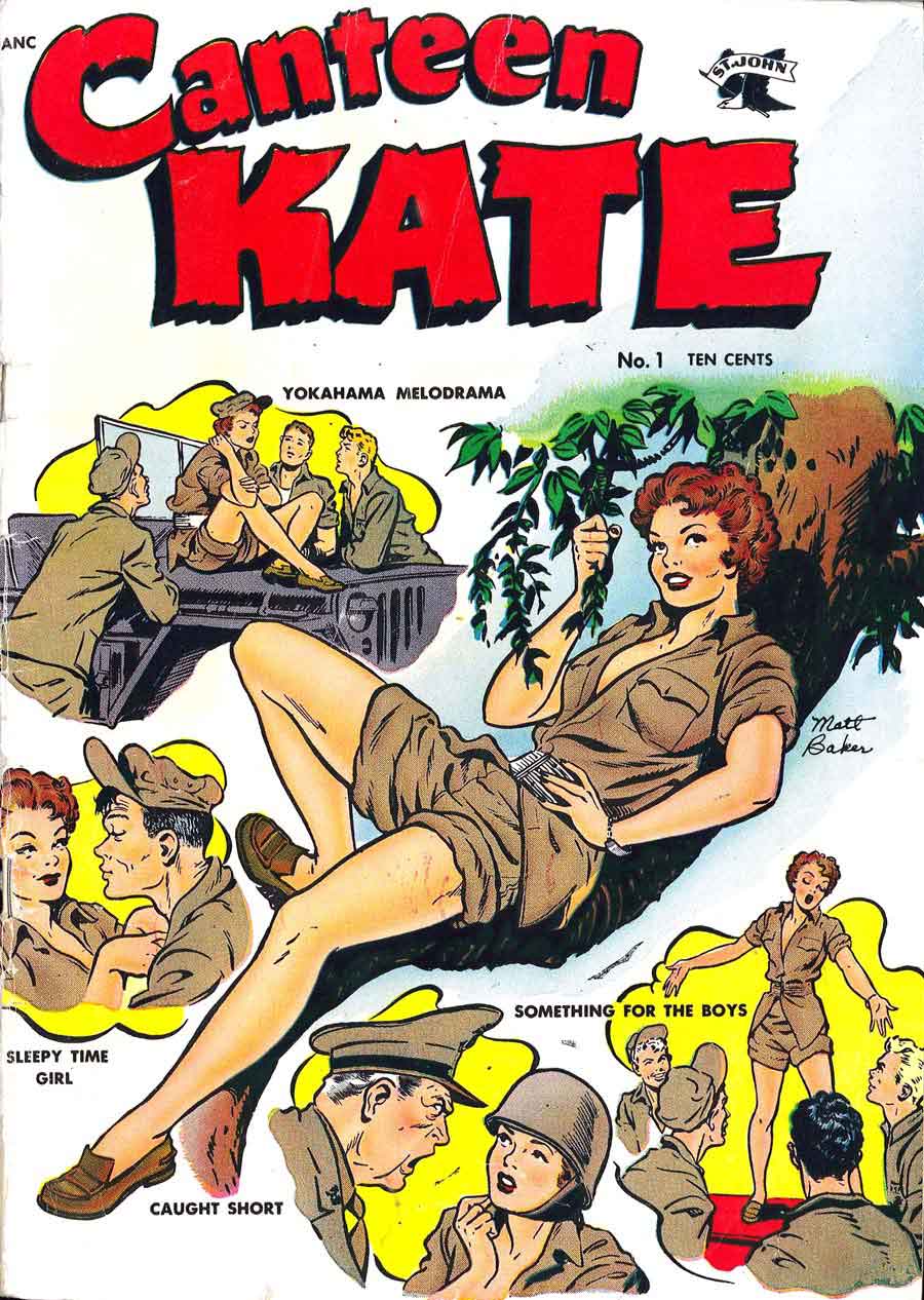 Canteen Kate v1 #1 st john 1950s golden age comic book cover art by Matt Baker
