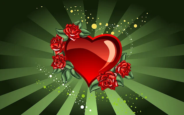 Rood liefdes hart met roosje