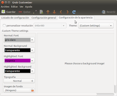 Grub Customizer apariencia