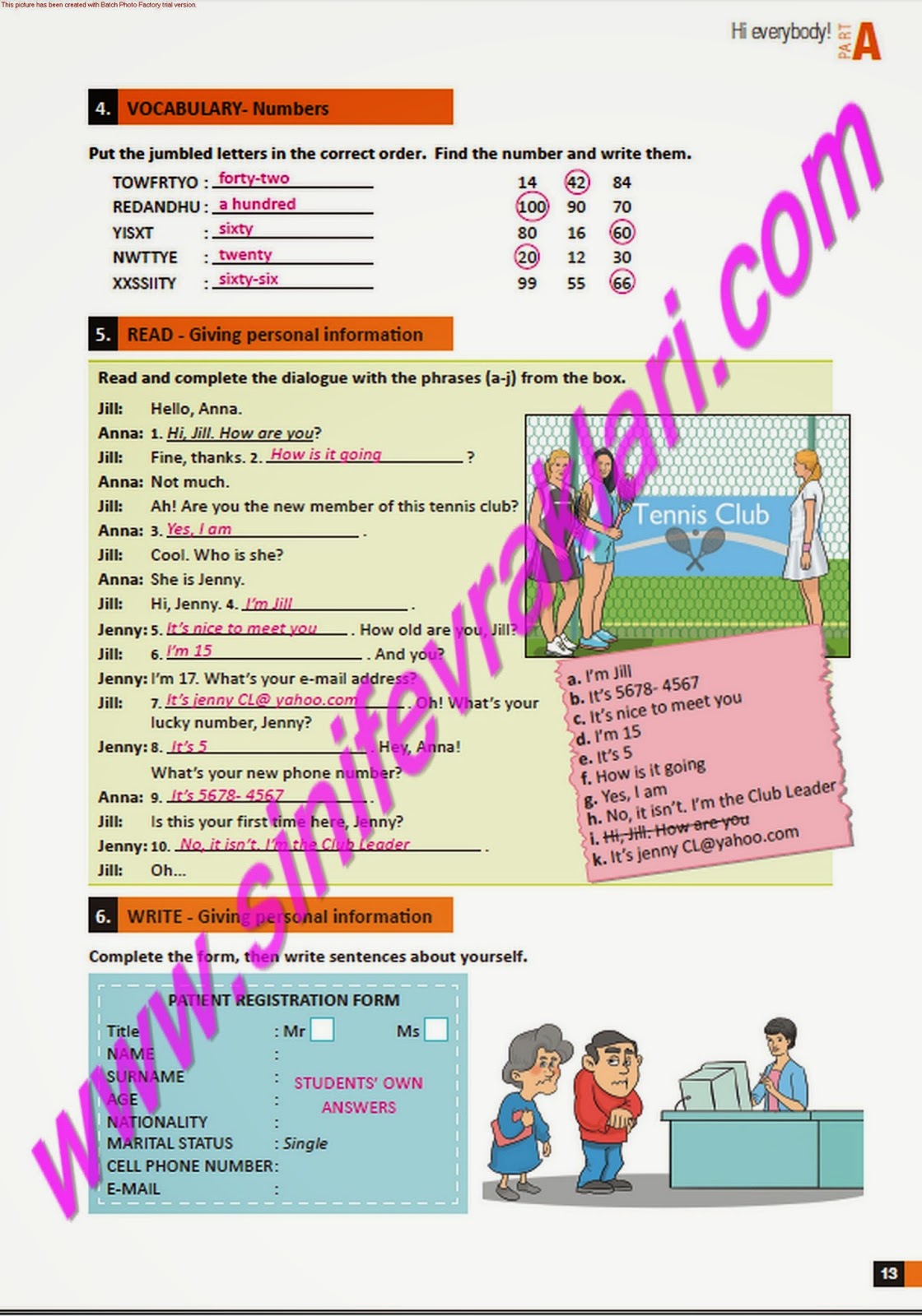 9. Sinif İngilizce Harf Eğitim Yayinlari A1.1 Çalişma Kitabi Cevaplari