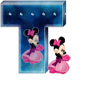 Alfabeto animado de Minnie con vestido de noche T.