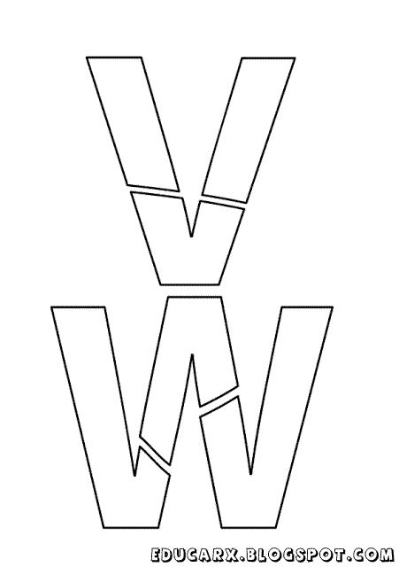 Modelo de letras para cartaz v w