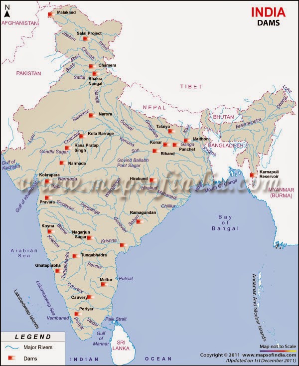 5 Major Dams India Map Map