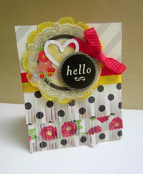 American Crafts Mayberry card for The Scrapbooking Studio - how to use fringe scissors on a card
