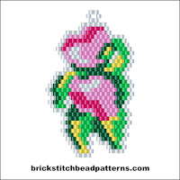 Free brick stitch seed bead earring pendant pattern charts.