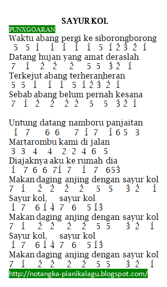 Not Angka Pianika Lagu Punxgoaran Sayur Kol