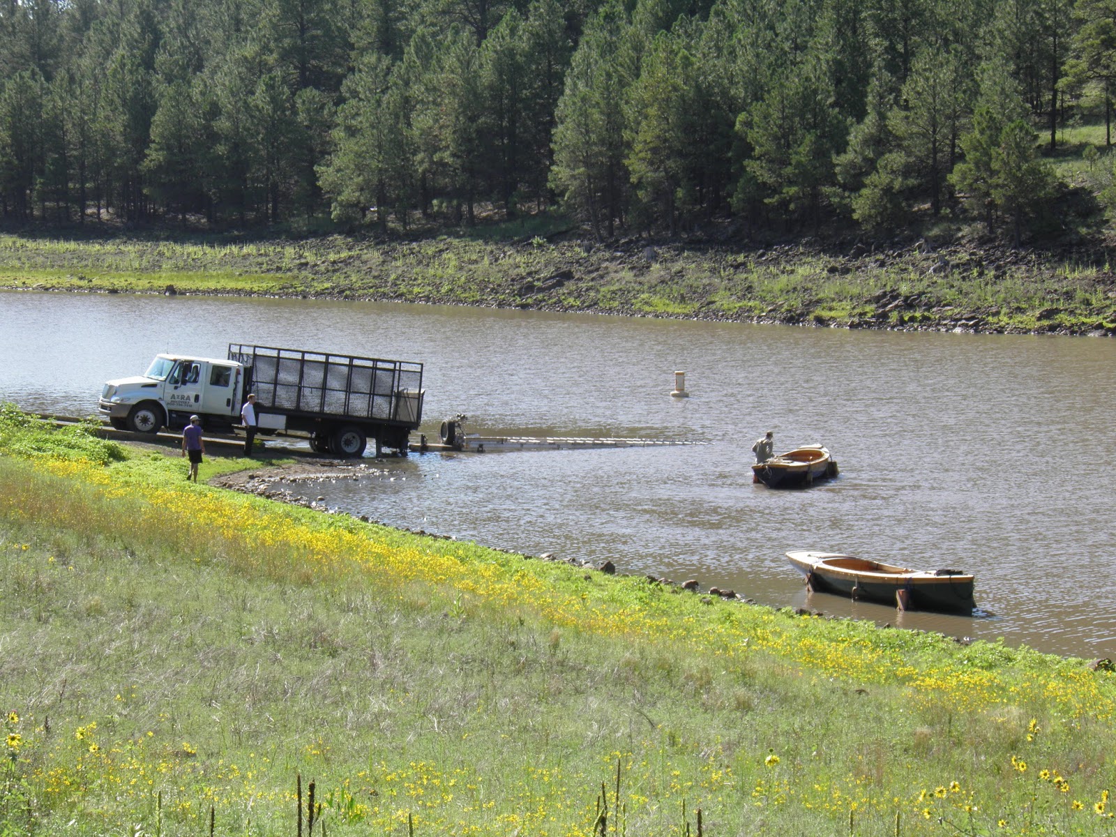walking flagstaff Powell Expedition Boat Replica Loaded At Lake Mary