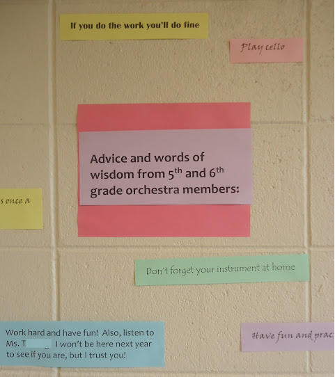 Advice and words of wisdom to next year's orchestra members bulletin board