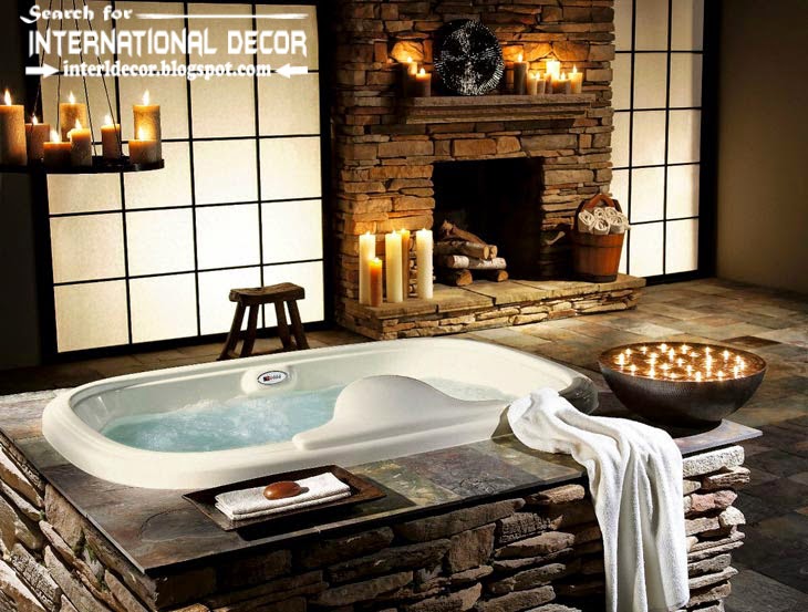 luxury bathroom designs with fireplace ideas, fireplace designs 2015