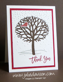Stampin' Up! Thoughtful Branches Winter Thank You Card -- Limited Edition Bundle available in August 2016 ONLY www.juliedavison.com/shop #thoughtfulbranches #stampinup