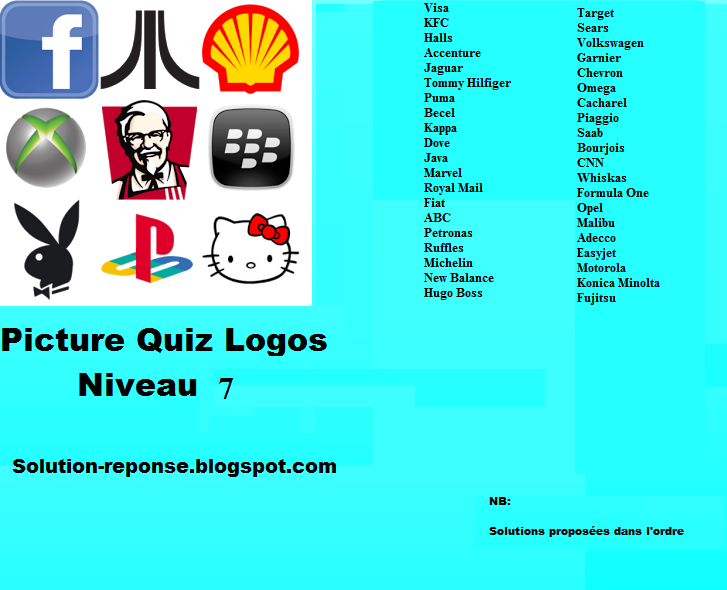 Picture Quiz logos solution niveau 7 Toutes les solutions réponses des jeux android iphone