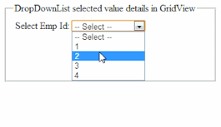 Get DropDownList selected value and Fill details in GridView and labels based on that in asp.net