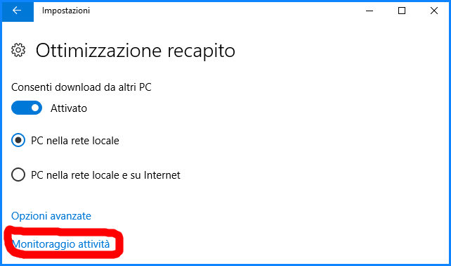 Monitoraggio attività Windows Update