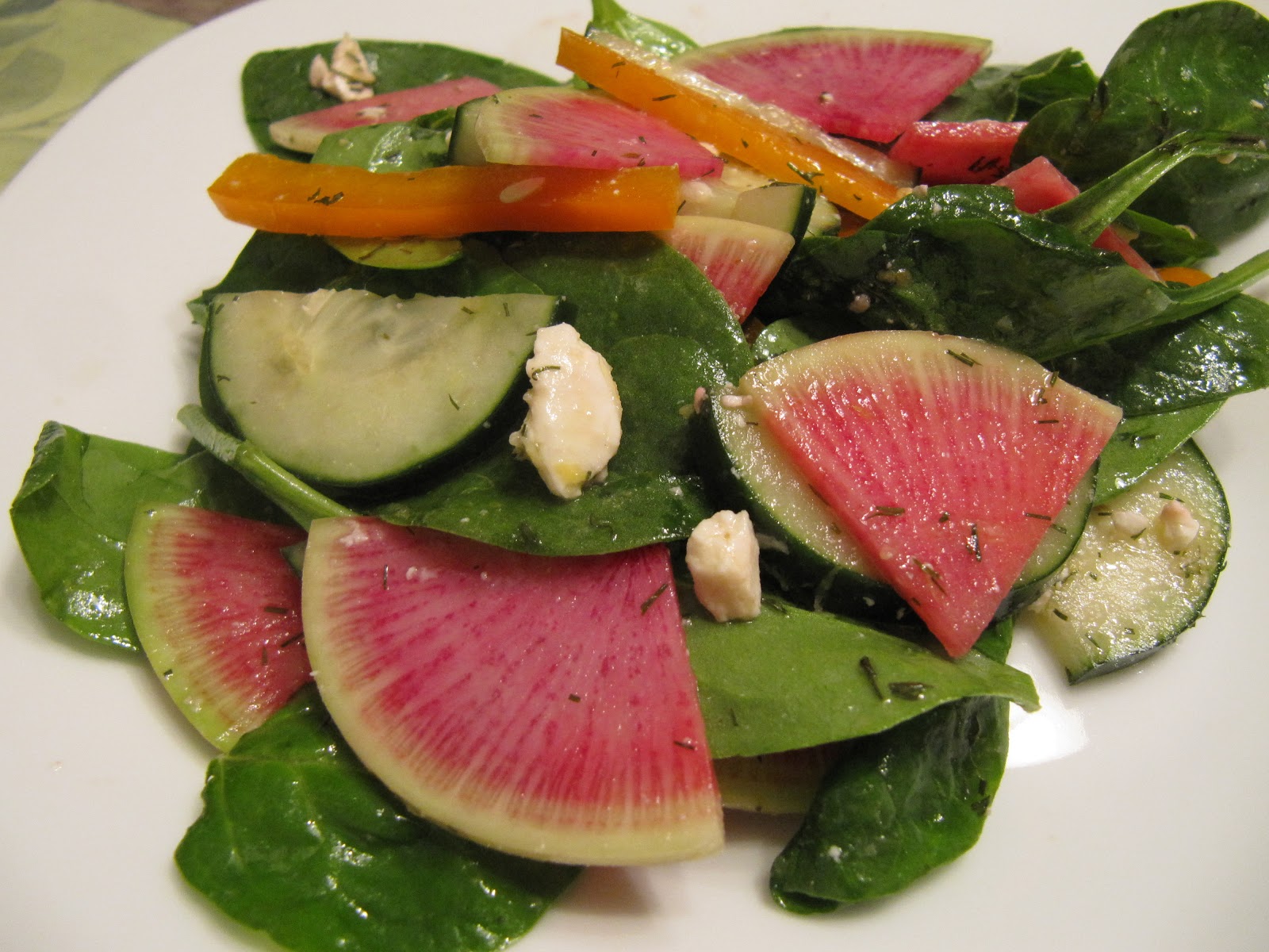 Cookin' in Anne's Kitchen Radish, Cucumber, and Spinach Salad (2012