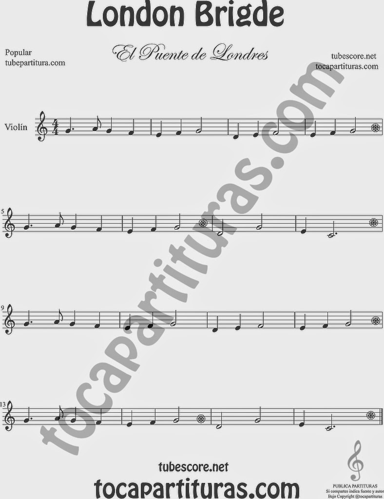 El Puente de Londres Partitura de Violín London Bridge Sheet Music for Violin Music Scores Music Scores