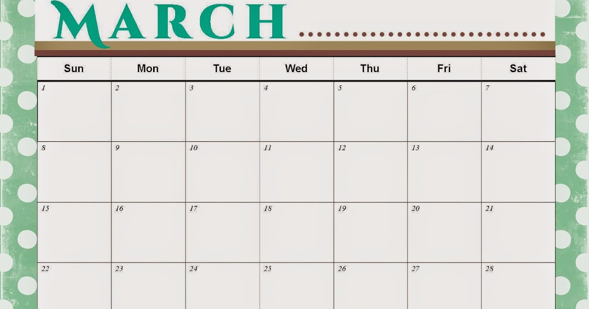 The Blogging Pastors Wife: Printable March Calendar 2015