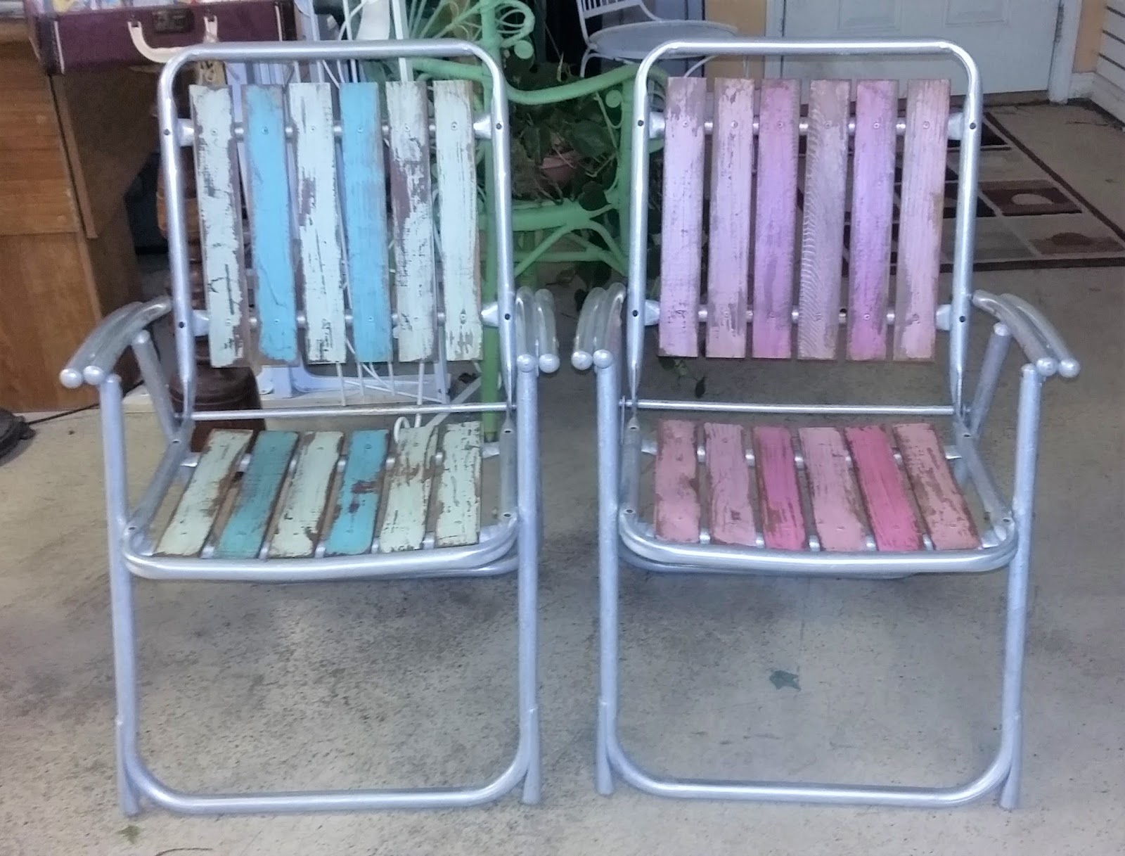 Coastal Bohemian Vintage Folding Chairs Upcycle