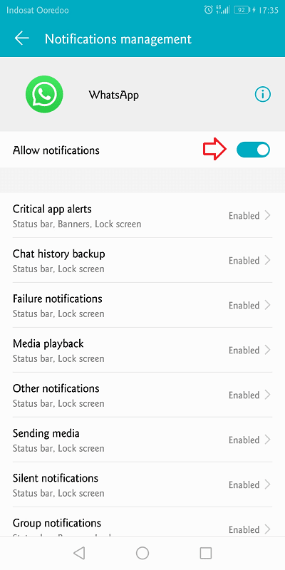 hilangkan centang pada opsi allow notifications