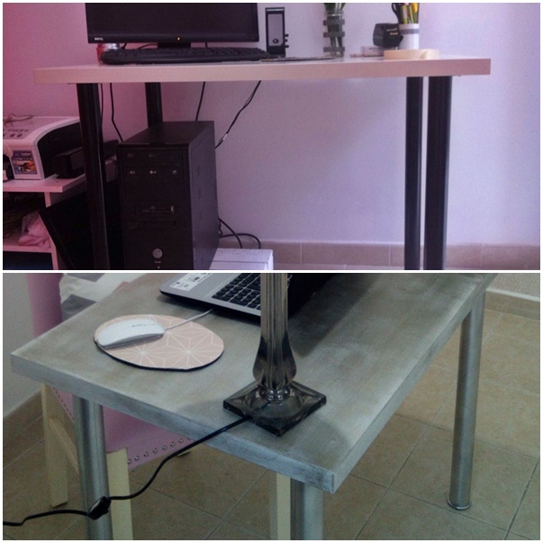 Antes y después de la mesa de ordenador