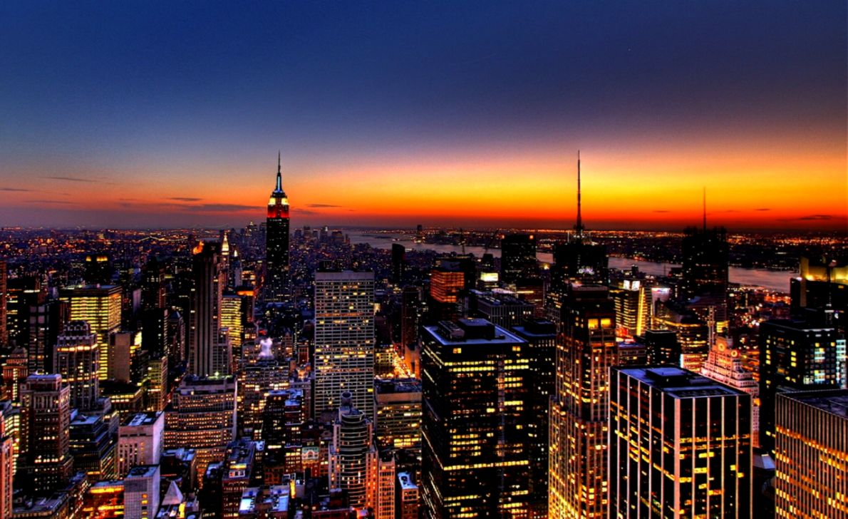 New York City Sunset Skyline Wallpaper Widescreen Link