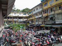 Motorcycle parking in An Dong Market. Ho Chi Minh City. Vietnam