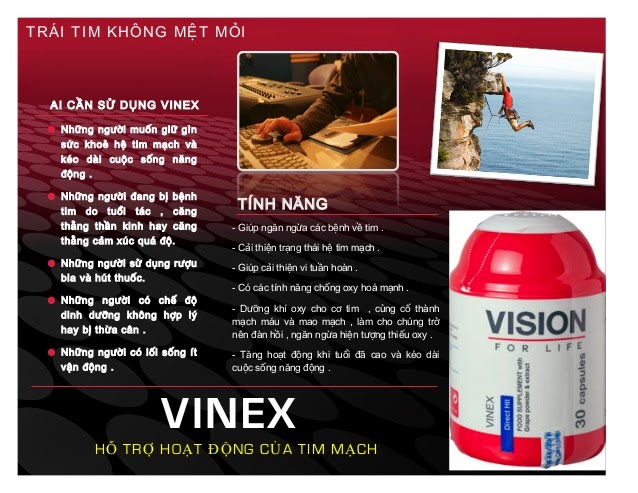 công dụng thực phẩm chức năng Vinex  Vision tăng hiệu quả tinh mạch