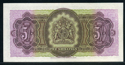 Bermuda Five Shillings old banknote