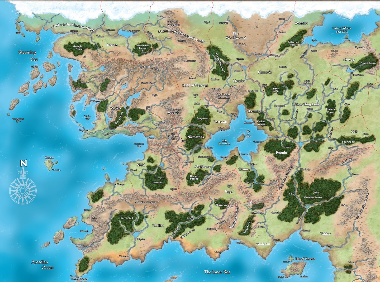 Varisia: Rise of the Runelords: Avistan Map Varisia: Rise of the Runelords: Avistan Map