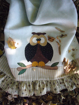 pano de prato de coruja em patchwork