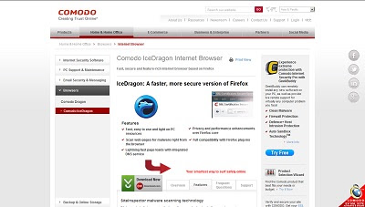 Comodo IceDragon Internet Browser, Web Browser