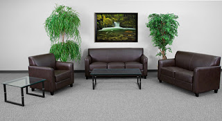 Brown Leather Lounge Furniture Set
