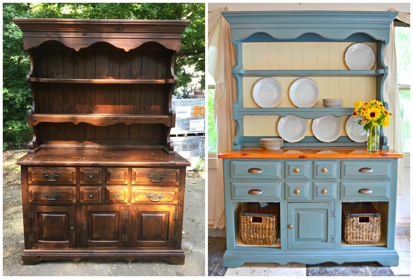 Heir and Space A Pine Hutch in Duck Egg Blue