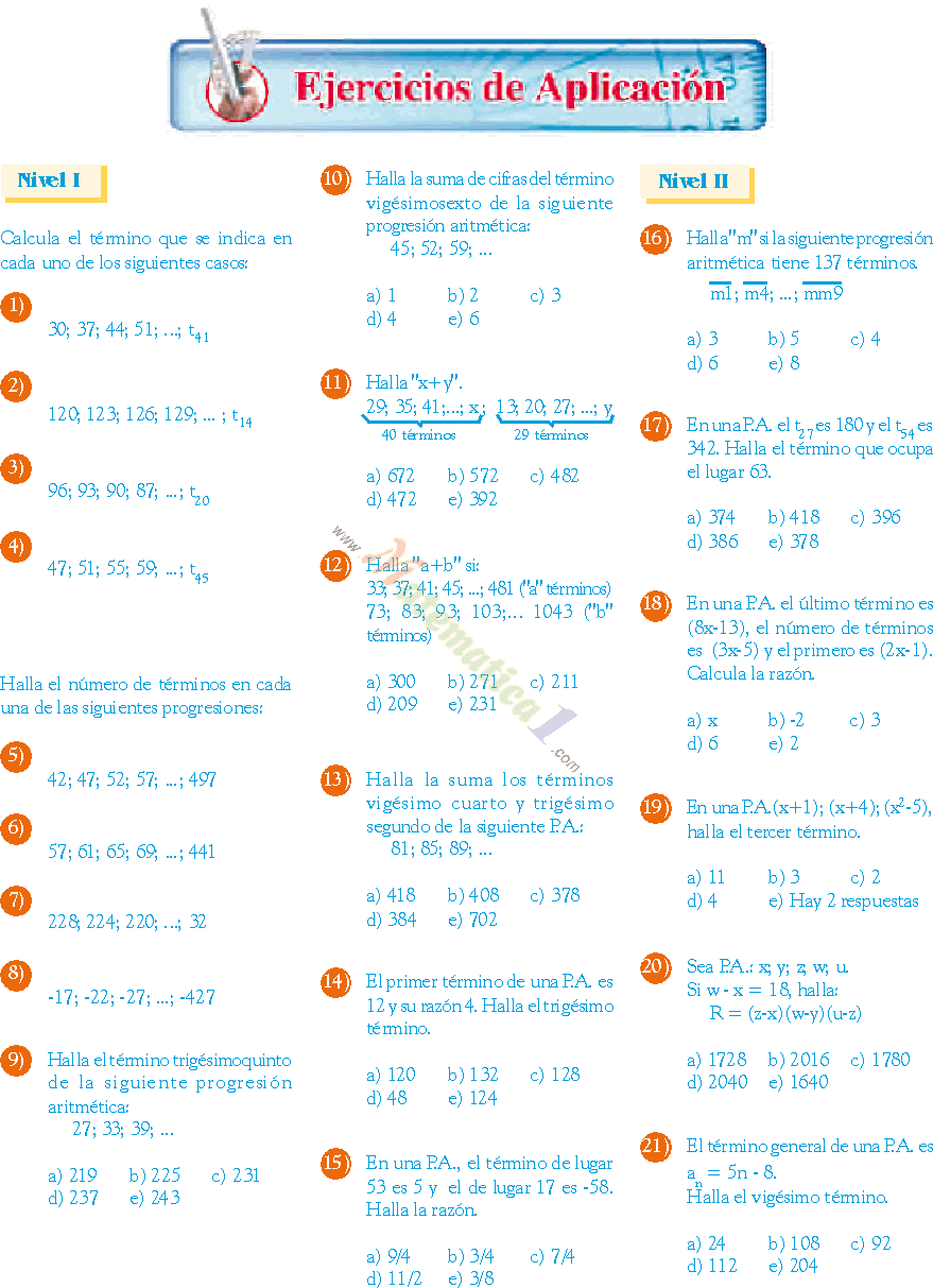 PROGRESIONES ARITMETICAS EJERCICIOS RESUELTOS Y PARA RESOLVER PDF