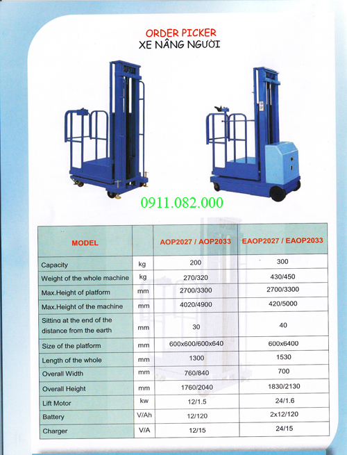 Xe nâng Eoslift các loại, giá cạnh tranh thị trường.