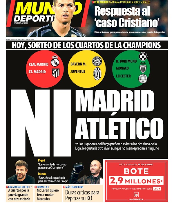 FC Barcelona, Mundo Deportivo: "Ni Madrid, ni Atlético"