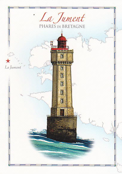 Lighthouses on Post Cards: La Jument Lighthouse, Bretagne, France.