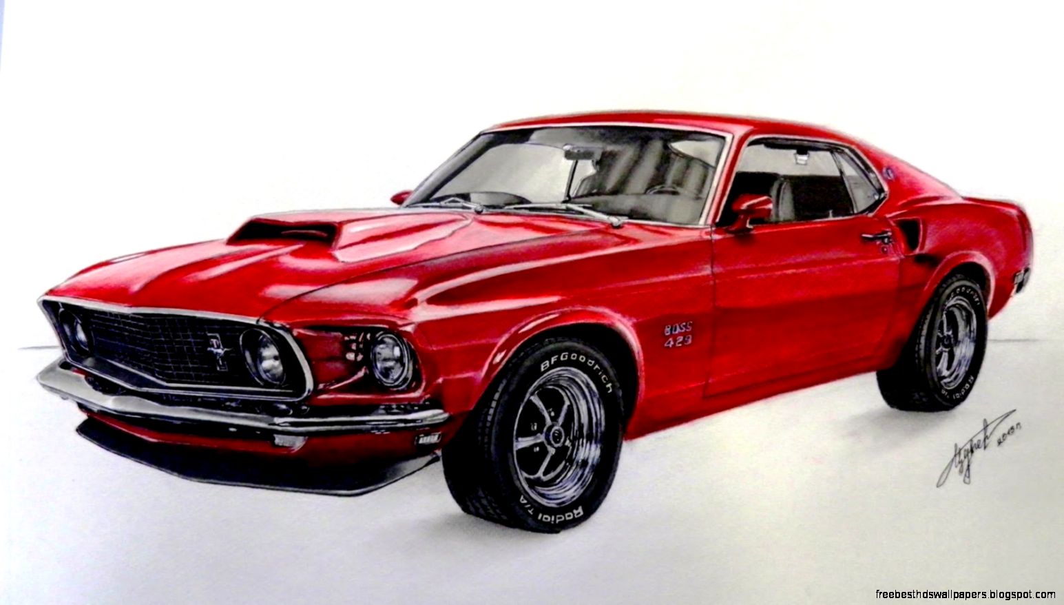 Drawing Ford Mustang 1969   YouTube