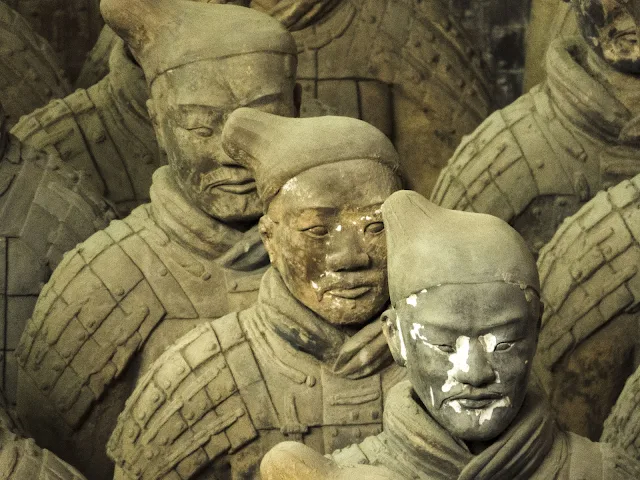 Different faces of the terracotta warriors near Xi'an China