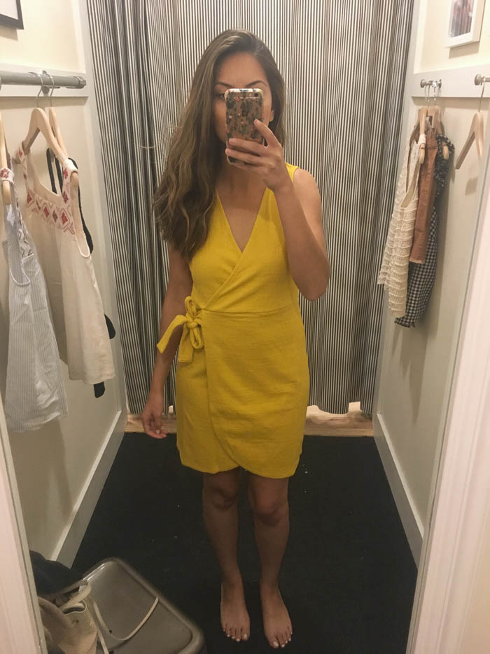 cute mustard wrap dress