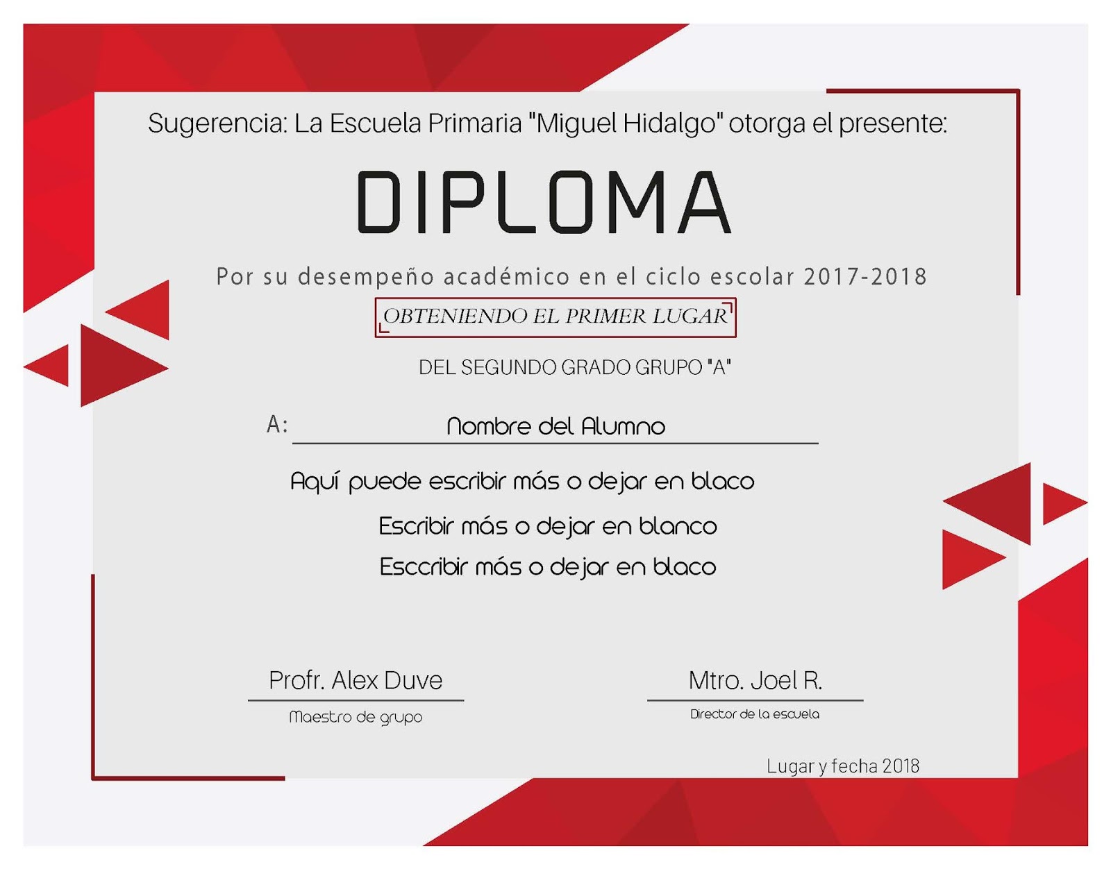 Diploma para editar de manera simple (descarga gratuita) - AlexDuve