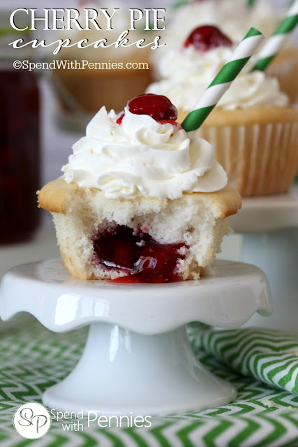 Cherry pie cupcakes on a cherry pie round up on FizzyParty.com 