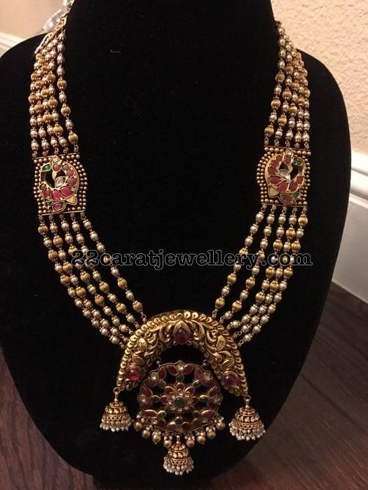Pearls and Beads Set with Jhumka Pendant Jewellery Designs