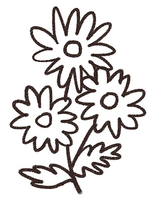 マーガレットのイラスト（花） モノクロ線画