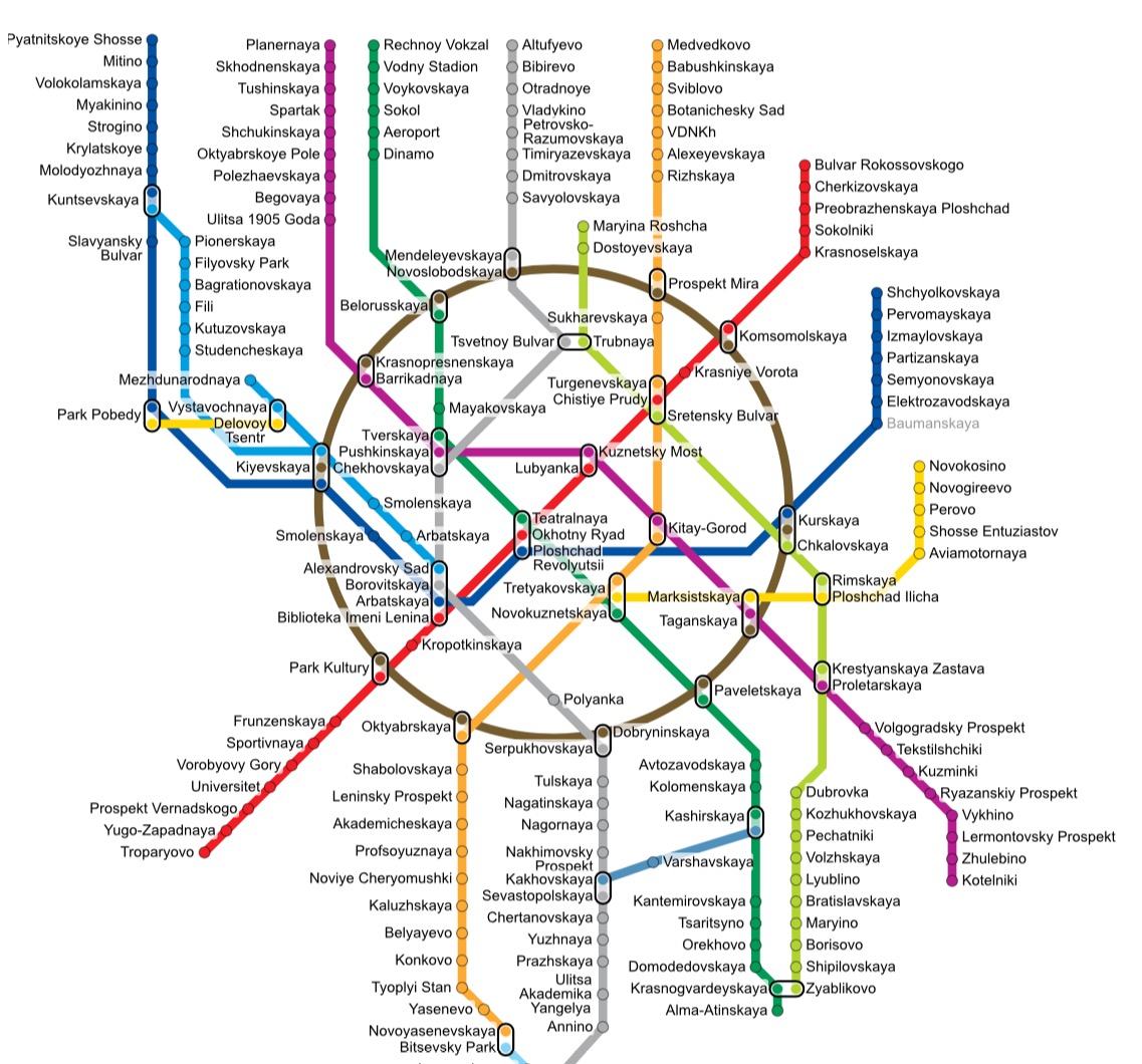 mapa do metro de moscou em inglês