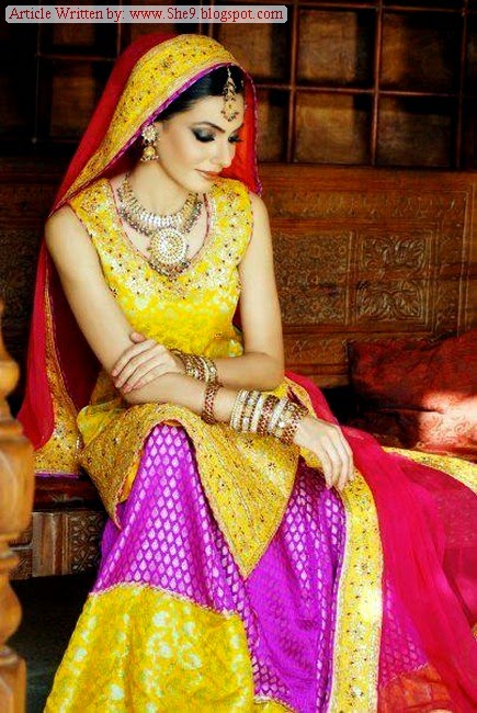 Mehndi Dresses | Yellow and Green Mehndi Event Suit Collection - She9 ...