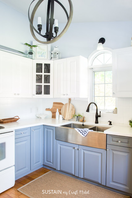 Two-toned gray and white kitchen makeover 