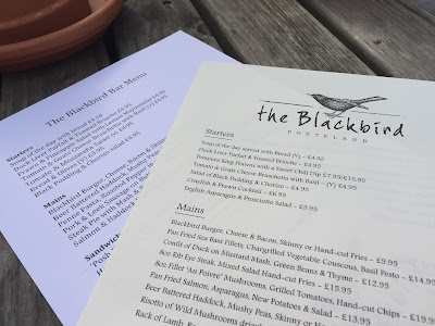 The Blackbird Pub menu, Ponteland