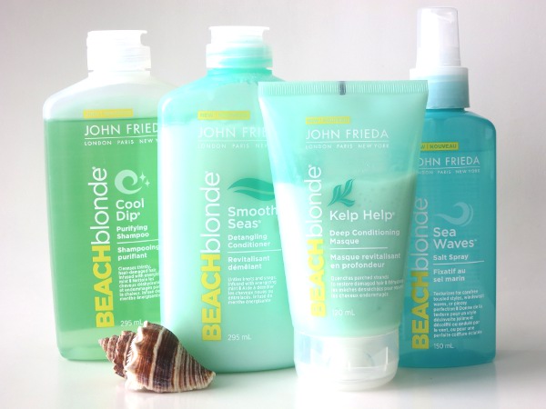 John Frieda Beach Blonde Haircare includes purifying shampoo, detangling conditioner, a sea salt spray, and a deep-conditioning hair masque that will give you beachy waves and windswept texture all summer.